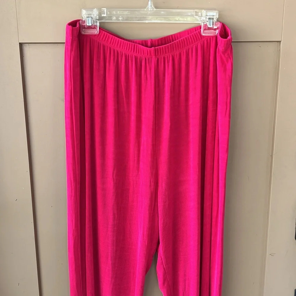Slinky Brand New w Tag Hot Pink Wide Leg Travel Pants Pull On Stretchy P2X - Picture 2 of 6